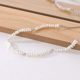 925 Silver Baroque Pearl Choker Necklace Party Jewelry