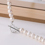 925 Silver Love Heart Pearl Necklace Gift For Women Punk Wedding