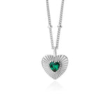 925 Silver Love Heart Green Zircon Pendant Necklace Vintage Acessorios Jewelry