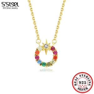 925 Silver Star Necklace with Zircon Pendant for Girlfriend