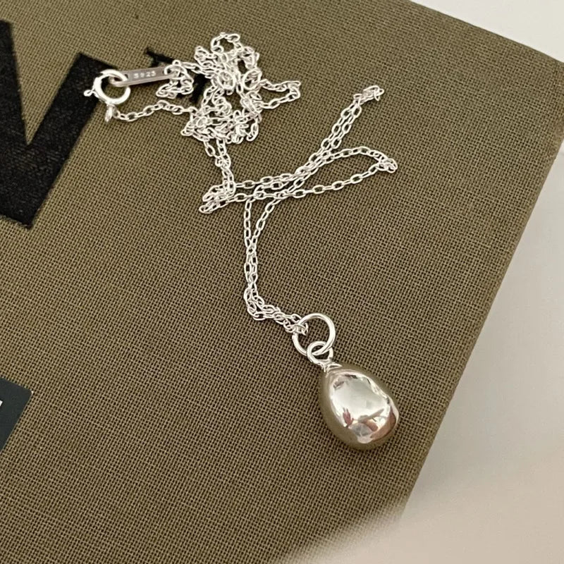925 Silver Water Drop Pendant Necklace Vintage Gothic Party Jewelry