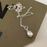 925 Silver Water Drop Pendant Necklace Vintage Gothic Party Jewelry