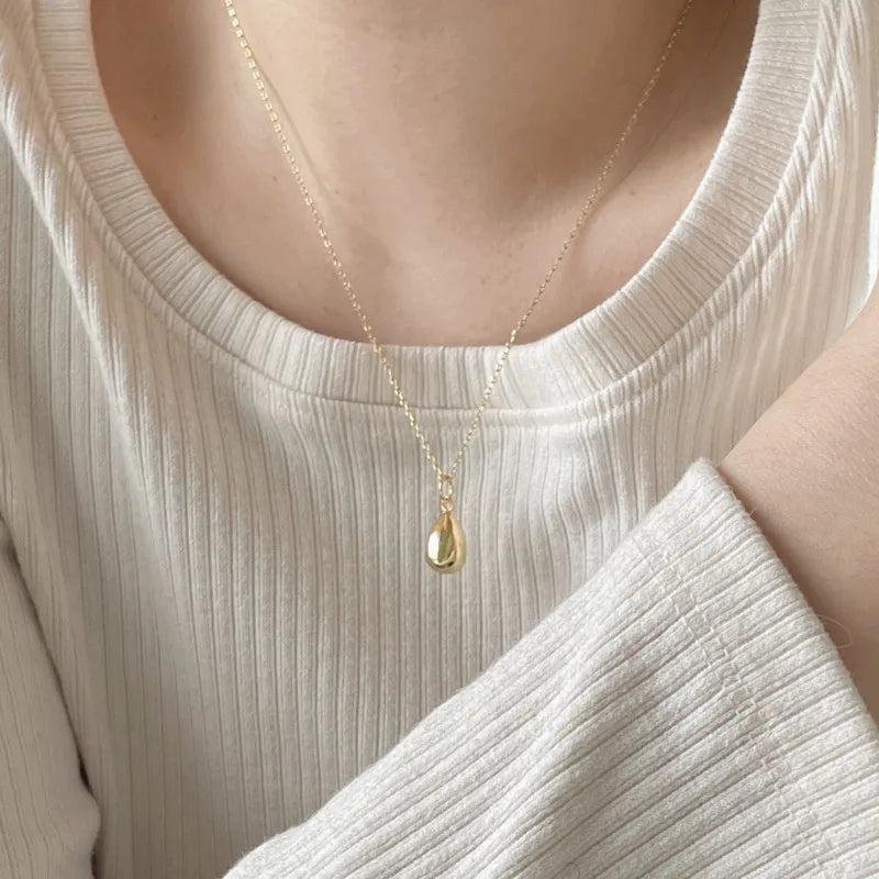 925 Silver Water Drop Pendant Necklace Vintage Gothic Party Jewelry