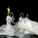 925 Silver Zircon Drop Earrings Minimalist Love Heart Piercing Earings
