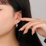 925 Silver Zircon Drop Earrings Minimalist Love Heart Piercing Earings