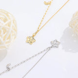 S'STEEL 925 Silver Zircon Moon Star Pendant Necklaces For Women