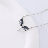 925 Silver Angel Wing Pendant Necklace Turquoise Y2k Jewelry