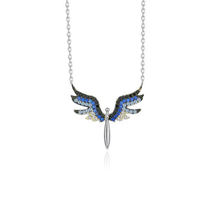 925 Silver Angel Wing Pendant Necklace Turquoise Y2k Jewelry