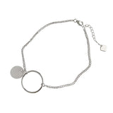 925 Silver Anklets Concise Geometry Disk Chaine De Cheville Zilveren Ketting