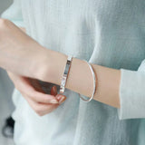 Minimalist 925 Sterling Silver Bangles Open Bracelet for Women