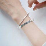 Minimalist 925 Sterling Silver Bangles Open Bracelet for Women