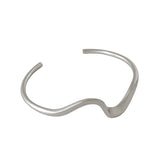 925 Silver Bangles Women Irregular Wave Resizable Cuff Bangle Fine Jewelry