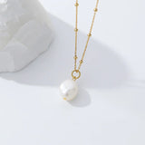 925 Silver Baroque Pearl Pendant Necklace Women Dainty Jewelry Collar
