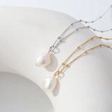 925 Silver Baroque Pearl Pendant Necklace Women Dainty Jewelry Collar