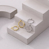 925 Sterling Silver Bead Hoop Earrings For Women Hypoallergenic Jewelry