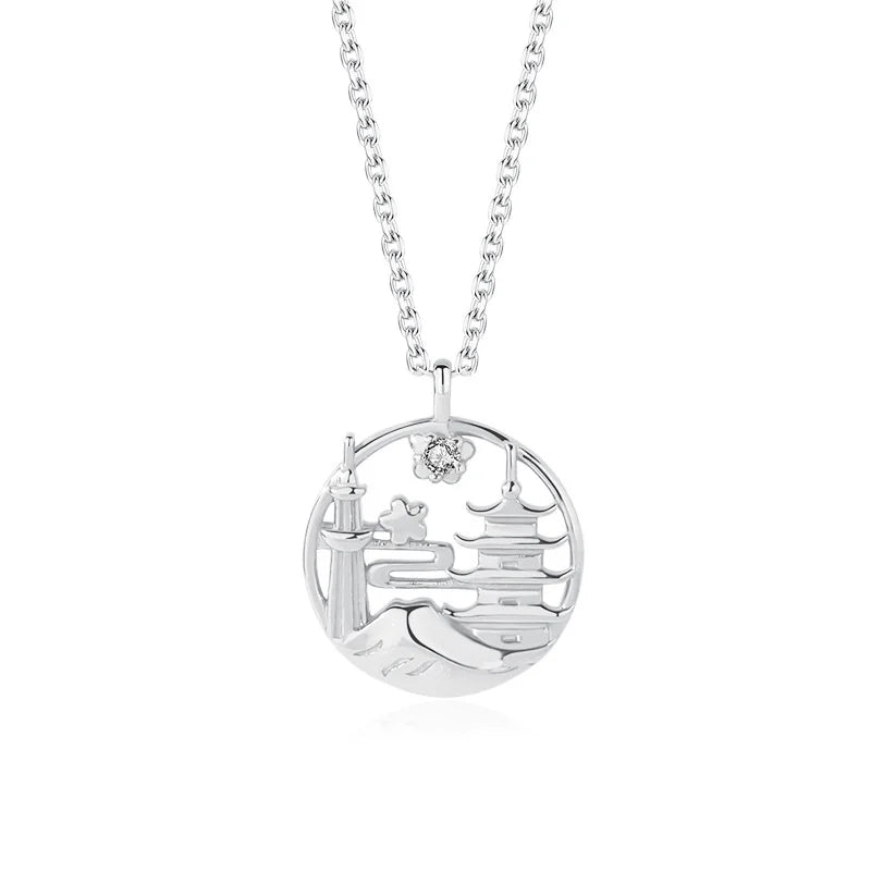 925 Silver City Necklace Pendants Chains Fine Jewelry