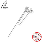 925 Silver Chain Clip-On Tassel Ear Cuff Earrings for Women