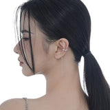 925 Silver Chain Clip-On Tassel Ear Cuff Earrings for Women