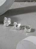 925 Sterling Silver Clip Earrings Minimalist Concave Convex for Women's Party