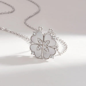 925 Silver Clover Necklace Shell Diamond Heart Pendant Magnetic Necklaces