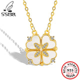 925 Silver Clover Necklace Shell Diamond Heart Pendant Magnetic Necklaces