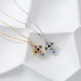 925 Sterling Silver Zircon Cross Pendant Necklace for Women