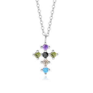 925 Sterling Silver Zircon Cross Pendant Necklace for Women
