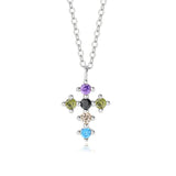 925 Sterling Silver Zircon Cross Pendant Necklace for Women
