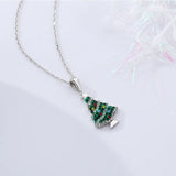 925 Silver Christmas Tree Necklace Colorful Zircon Women Jewelry