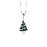925 Silver Christmas Tree Necklace Colorful Zircon Women Jewelry