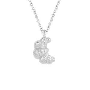 925 Silver Croissant Pendant Necklace Crescent Chain Kolye Jewelry