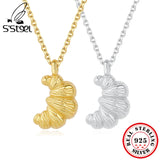 925 Silver Croissant Pendant Necklace Crescent Chain Kolye Jewelry