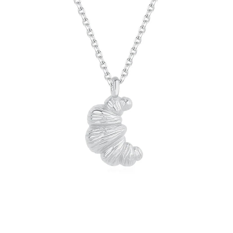 925 Silver Croissant Pendant Necklace Crescent Chain Kolye Jewelry