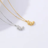 925 Silver Croissant Pendant Necklace Crescent Chain Kolye Jewelry
