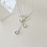 925 Sterling Silver Water Drop Pendant Necklace Dainty Accessory