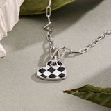 925  Silver Heart Locket Necklace For Women Vintage Geometry