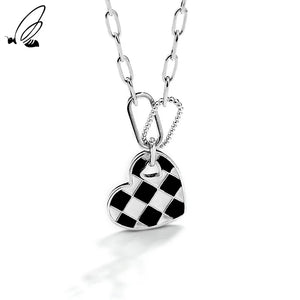 925  Silver Heart Locket Necklace For Women Vintage Geometry