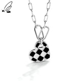 925  Silver Heart Locket Necklace For Women Vintage Geometry