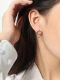 925 Silver Geometric Stud Earrings Texture Design for Women