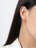 925 Silver Geometric Stud Earrings Texture Design for Women