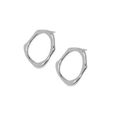 925 Silver Geometric Stud Earrings Texture Design for Women