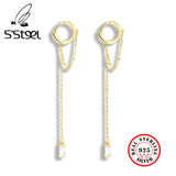 925 Sterling Silver Drop Earrings for Women, Personalized Chain Earings