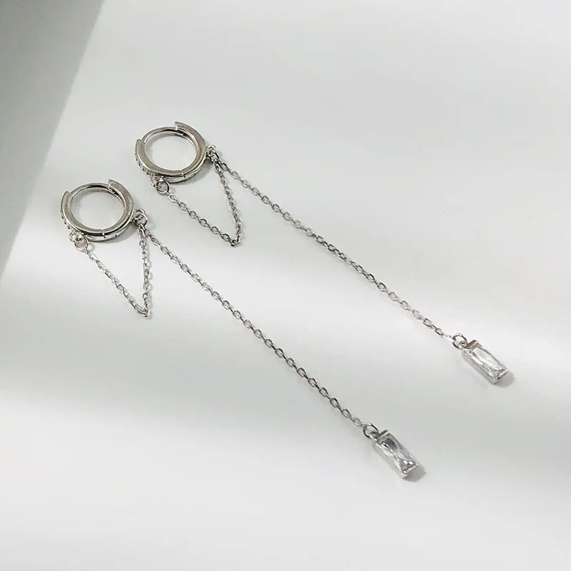 925 Sterling Silver Drop Earrings for Women, Personalized Chain Earings