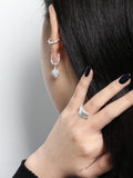 925 Silver Drop Earrings Minimalist Dangle Zircon Gothic Earings