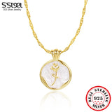 925 Silver Flower Necklace Chains Women Pendants Jewelry