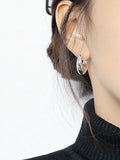 925 Sterling Silver Circle K-pop Earring Women Minimalist Accessory