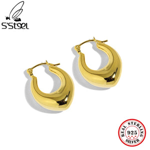 925 Sterling Silver Circle K-pop Earring Women Minimalist Accessory
