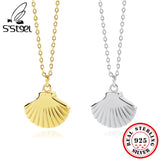 925 Silver Scallop Shell Pendant Necklace Women Jewelry