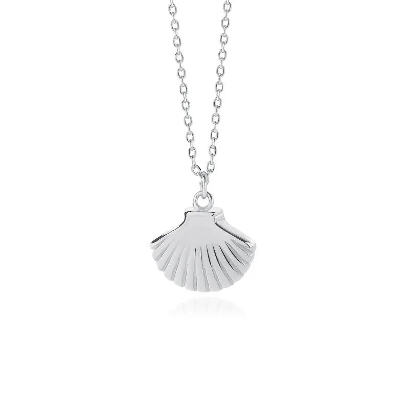 925 Silver Scallop Shell Pendant Necklace Women Jewelry