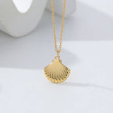 925 Silver Scallop Shell Pendant Necklace Women Jewelry
